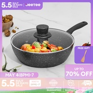 JEETEE Starry Black Collection 28CM Wok Pan Non Stick Original with Cover Kawali Big Size Chinese Wo