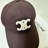 Celine 凱旋門Logo可可棕色棒球帽 S號