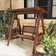 全新  鞦韆 室外庭院盪鞦韆成年人農村院子搖椅 戶外雙人實木碳化鞦韆Outdoor double swing chair戶外傢私  送貨上門