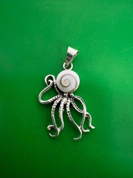 Silver thai Shiva eye shell octopus pendant silver เครื่องประดับเงินแท้925เปลือกตาปลาหมึกจี้เงิน