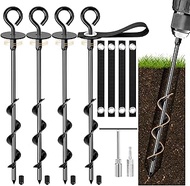 POFIBO Ground Anchors - Pack of 4 Ground Anchors for Fixed Trampoline Outdoor, Tent, Swings, Canopie