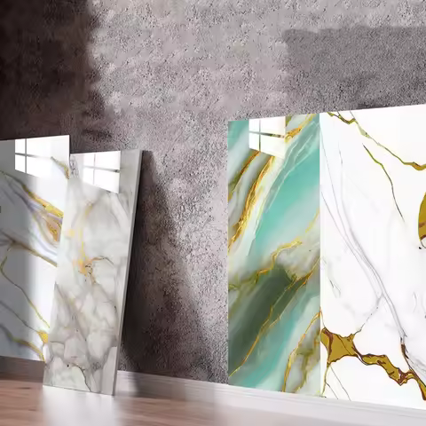 New 30x60cm Wall Stickers PVC Waterproof Marble Tiles Self Adhesive Floor Tile Sticker Kitchen Decor