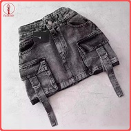 fulaide Women Mini Skirt A-Line High Waist Solid Color Design Short Skirt with Liner Retro Gothic St