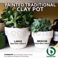 TRADITIONAL BIG CLAY POT WHITE - ELEGANT POT / SUCCULENT CACTUS SMALL PLANTS - POTS BY BCONNECTED