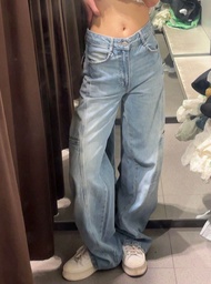 Plus Size American High Street Cargo Jeans Female Plus Size Ladies Summer High Waist Loose Straight-leg Slim Looking Vibe Loose Pants Tide