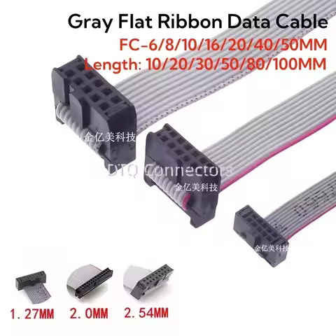 1PCS 1.27MM/2.0MM/2.54MM Pitch FC-6/8/10/16/20/40/50 Pin 20/30/50/CM Gray Flat Ribbon Jtag Isp Downl