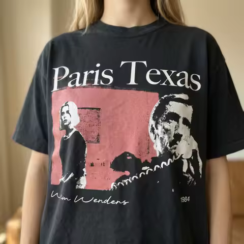Paris Texas Wim Wenders Movie Pattern T-shirt Street Style Men's and Women's Casual Daily Wear T-shi