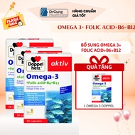 COMBO 3 BOXES of Doppelherz Omega 3 Fish Oil - Supplement Omega 3, Folic Acid, Maintain Heart Health
