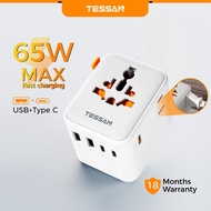 TESSAN Universal Travel Adapter GaN 65W USB-C USB International Charger Fast Charging Adaptor