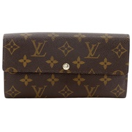 LOUIS VUITTONPortefeuille Sarah 長版皮夾 M61734 Monogram 帆布 2009 棕色 CA3039 按扣 Portefeuille Sarah 男女通用款 [