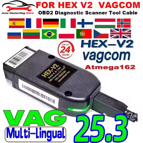 2026 VCDS VAGCOM Interface VCDSCAN HEX V2 Update 26.3 FOR VW For AUDI Skoda Seat Multi-Language Car 