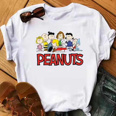 Women's Kids Snoopy T Shirts Summer Casual Short Sleeve Harajuku Korean Style Tops Disney Print Kawa