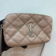 ysl Saint Laurent  Becky Zip 菱格紋小羊皮雙拉鍊相機包