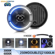 【EAGLEVISION】2PCS R13 7 inch high power Wrangler round headlights（Blue light gradient white light）60