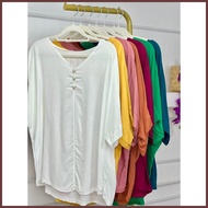 LOLI 3 BUTTONS CHALLIS TOP PLUS SIZE M-3XL BY TAYTAYSIGNATURE