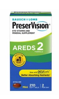 美國直送（包郵）PreserVision AREDS 2 Formula, 210 Soft Gels Bausch &amp; Lomb PreserVision AREDS 2 博士倫二代護眼配方 (210 顆軟膠囊)