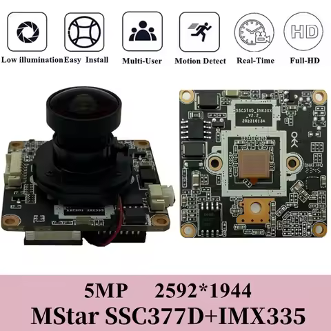 5MP IMX335+MStar SSC377D IP Camera Module Board 2592*1944 25fps H.265 Low illumination StarLight Onv