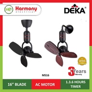 Deka 16" 3 Blades Design 120°Oscillation Ceiling / Wall Fan MS16 ( Colours: Black & Wooden-  Kipas