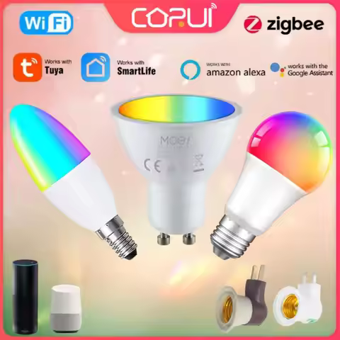 CORUI Tuya WiFi ZigBee Smart Dimmable Magic Bulb E14 E14 GU10 RGBCW LED Bulb For Smart Life APP Alex
