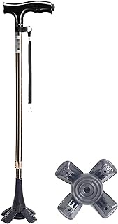 Walking Stick Portable Walking Stick Aluminum Alloy Walkingwith LED Light Handle Crutches 10 Adjustable Height Levels for Men or Women Disabled and Elderly Mobility with 4 Legs Nonslip Bas LEOWE (Col