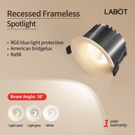 Frameless Anti-glare Spotlight Recessed 7W/10W/12W RG0 Anti-blue No Flicker CRI98 Spotlight 3 Color 