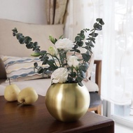 Round Vase Gold Flower Pot/Round Flower Vase Aesthetic Decor