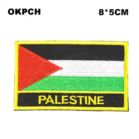 Palestine Square Shape Iron-on Flag Patch Embroidered Saw on Badges Patches for Clothing PT0027-R