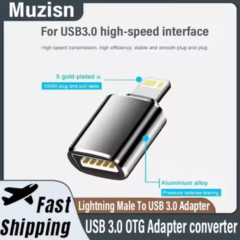 USB 3.0 OTG Adapter converter Lightning Male To USB 3.0 Adapter For iPhone 16 15 14 13 Pro Max 8 Plu