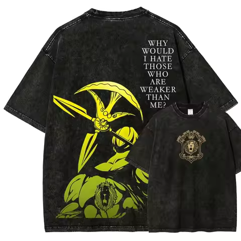 Seven Deadly Sins Escanor Graphic Print T-shirt Men's and Women's Fashion Vintage Washed Cotton Tee 