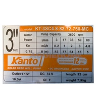 KANTO DC Submersible Pump Model KT-3SC4.8-82-72-750-MC 750 Watts 1.5-Inch Outlet Pipe Busless 3 Head