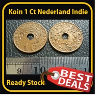 Uang Kuno Koin 1 Cent Nederland Indie Bolong Tahun Campur ( 1 Cent )