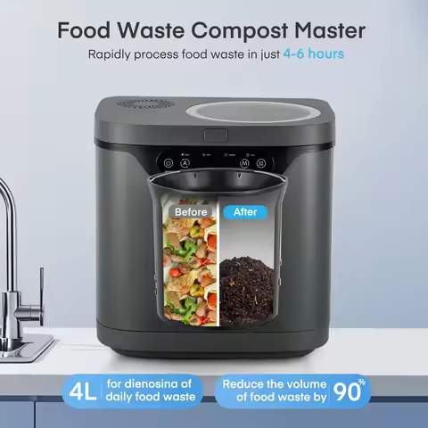 Electric Kitchen Composter, Countertop Food Waste Composter with Auto‑Clean Function, Odor‑Free, Tur