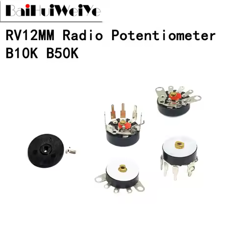 5PCS Flat Foot Straight Angle Radio Potentiometer RV12MM B10K B103 B50K B503 Power Amplifier Volume 