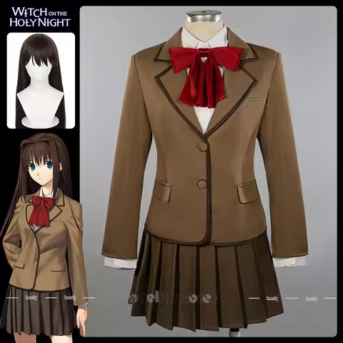 Anime Witch on the Holy Night Aoko Aozaki Cosplay Costume Wig School Uniform Suit Skirt Outfit for H