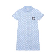 2025 Phiên Bản Mới Của Hàn Quốc MLB Váy Liền Hoa Ngắn Tay Mùa Hè NY Thể Thao Dài In Đầy Cổ Điển T Áo