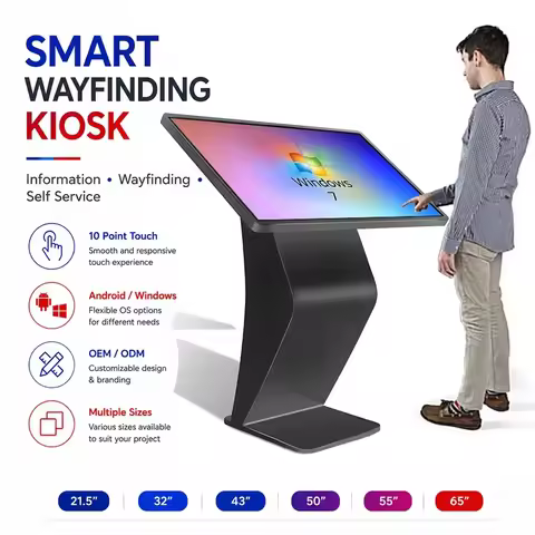 32 43 49 55 65 Inch Wayfinding LED Exhibition Kiosk With Touch Screen Interactive Information Displa