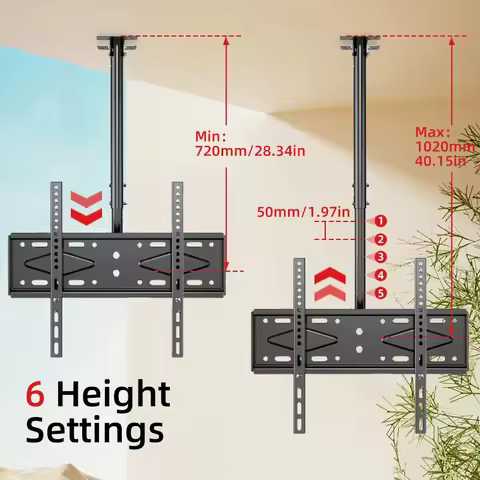 Ceiling TV Mount Full Motion TV Bracket for Most 32-65" Flat Curved TVs/Monitors Swivel Tilt Height 