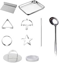 Cabilock 1 Set of Korean Sugar Candy Cutter Stainless Steel Cookie Cutters Squid Sugar Cutter Molds Umbrella Star Triangle Round Biscuit Shapes Dalgona Sugar Making Tools