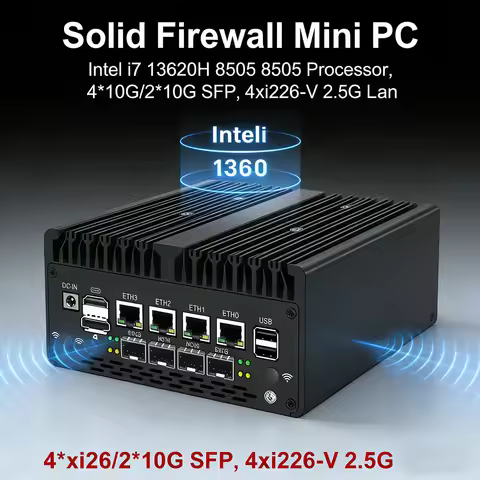 2.5GbE Firewall Appliance Mini PC Intel i7 13620H 8505 4x Intel I226V+4*/2*10G SFP Fanless Mini Comp