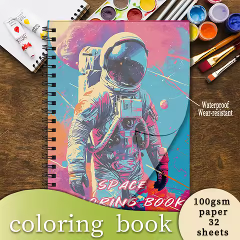 Astronauts and Planets Adult Coloring Book - 8.3x 11.2 Inch 32 Page Coloring Book - Helps Reduce Str