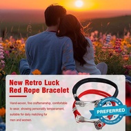 Red Black String Bracelet 18cm Length Retro Ethnic-style Bracelet For Couples Hand-woven C8h8