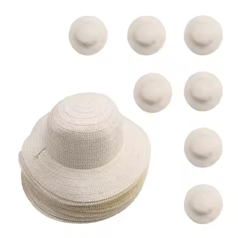 A01F-20 Pcs DIY Straw Hat Set Beach Summer Work Farmer Hats For Men Women Kids Cowboy Birthday Party