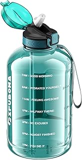 GIFUBOWA 3l Large Water Bottle with Straw and Time Marker 0.8 Gallon/105oz Huge Sport Big Drinking G