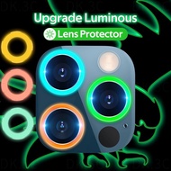 For iPhone 11 12 13 14 15 Pro Max / 14 15 Plus mini Luminous Film Tempered Glass luminated Camera Lens Protector