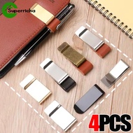 [H&L]1/2/4PCS Premium Leather Stainless Steel Pen Clip, Compact Versatile Accessory for Notebook Car