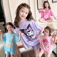 PRINCESS KESLI Cartoon Shorts Set Girls' T-Shirt Children's Pajamas 3-14 Years Old