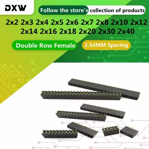 10PCS 2.54MM Double Row Female Socket 2/3/4/5/6/7/8/9/10/11/12/13/14/40Pin PCB Connector Row Mother 