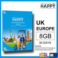 UK &amp; EUROPE , Switzerland, Italy, Spain, Austria, Netherlands, France SIM Card