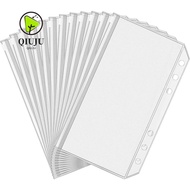 QIUJUU 6Pcs 6-Hole Binder Pockets, PVC Transparent Zipper Binder Pouches,  A6 Waterproof Receipt Bag