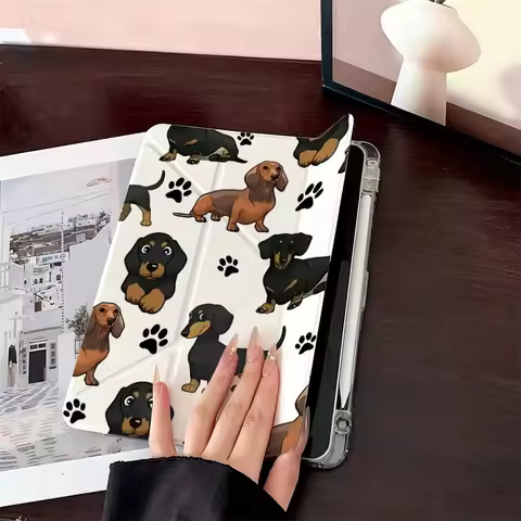 Cartoon Dachshund For Samsung Galaxy Tab A8 A9 A11 S6 S7 S8 S9 S10 FE Plus Lite Protective With Pen 